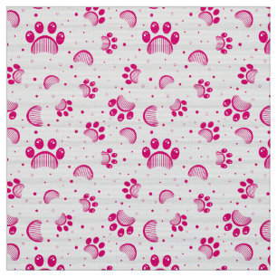 Paw print pattern in pink colour fabric