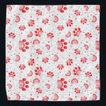 Paw print pattern in red colour bandana<br><div class="desc">Paw print pattern in red colour</div>