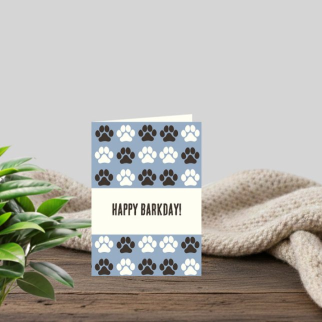 Paw Print Pattern Silver Blue Card (Creator Uploaded)
