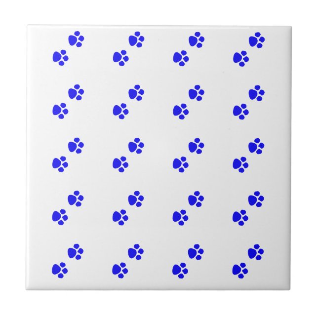 Paw Print Patterns Blue White Cute Stylish Gift  Tile (Front)