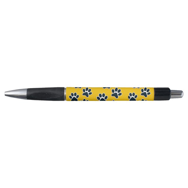 Paw Print Pen (A playful pen with a yellow body adorned with black paw prints.)
