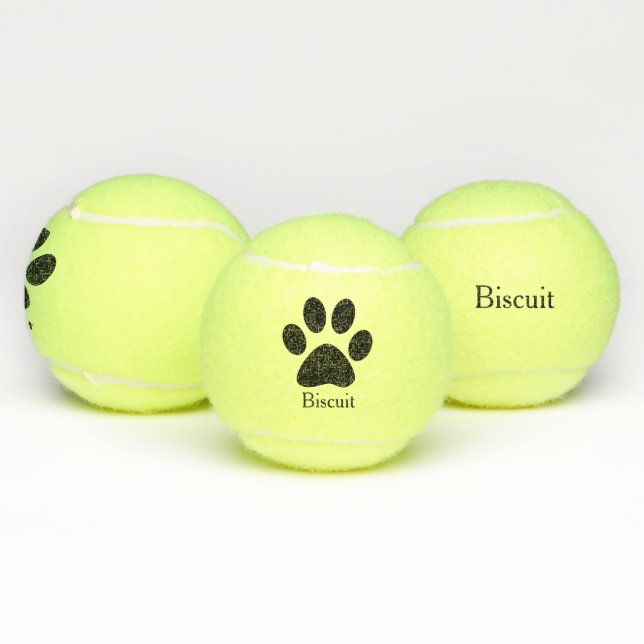 Paw Print Personalised Pet's Name Tennis Balls (Multi)