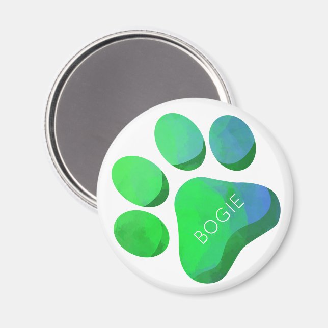 Paw Print Pets NAME Blue Green Dog Cat Fun Magnet (Front/Back)