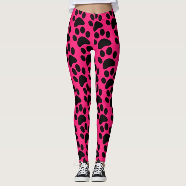 Paw Print Pink  Leggings (Front)