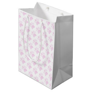 Paw Print Pink Watercolor Art Sweet Dog Cat Fun Medium Gift Bag