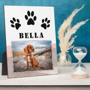 Paw Print Pink Watercolor Dog Pet Photo  Plaque