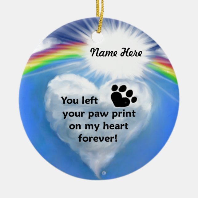 Paw Print Poem Ceramic Tree Decoration (Front)