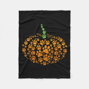Paw Print Pumpkin Halloween Fleece Blanket