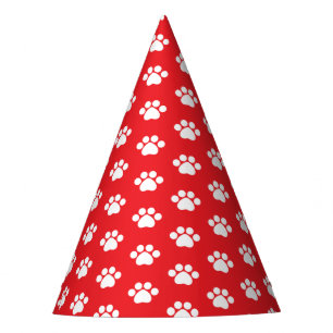 Paw Print - Red Party Hat