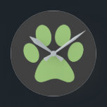 Paw Print    Round Clock<br><div class="desc">Fun Paw Print design for animal lovers!</div>