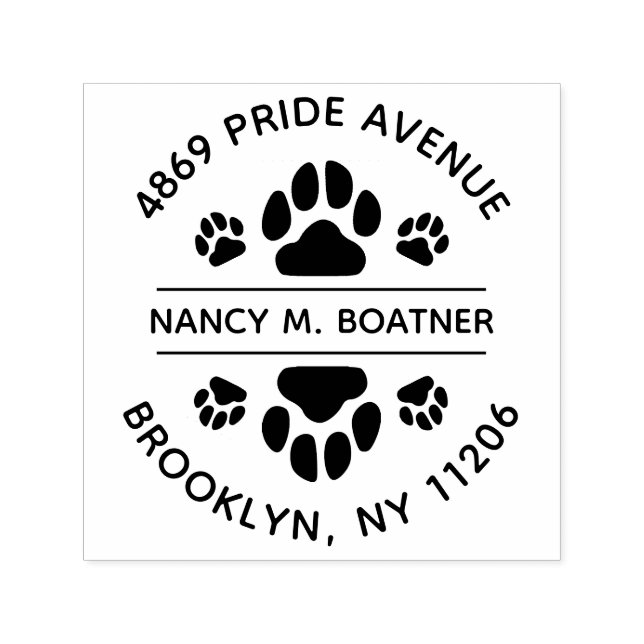 Paw Print Round Return Address Stamp Self Inking (Design)