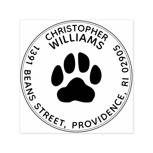 Paw Print Round Return Address Stamp Self Inking (Design)
