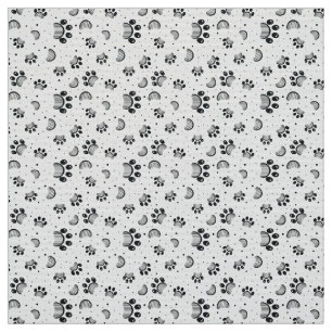 Paw print seamless pattern in grey colour fabric