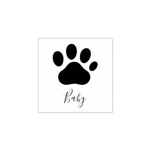 Paw Print Signature Customizable Rubber Stamp