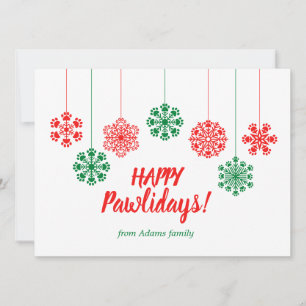 Paw print snowflakes in red and green colour