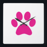 Paw Print     Square Wall Clock<br><div class="desc">Paw,  print,  dog,  cat,  pet,  puppy,  kitten,  sympathy,  keepsake,  remembrance</div>