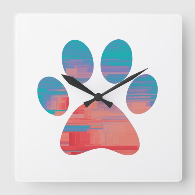 Paw Print             Square Wall Clock (Front)