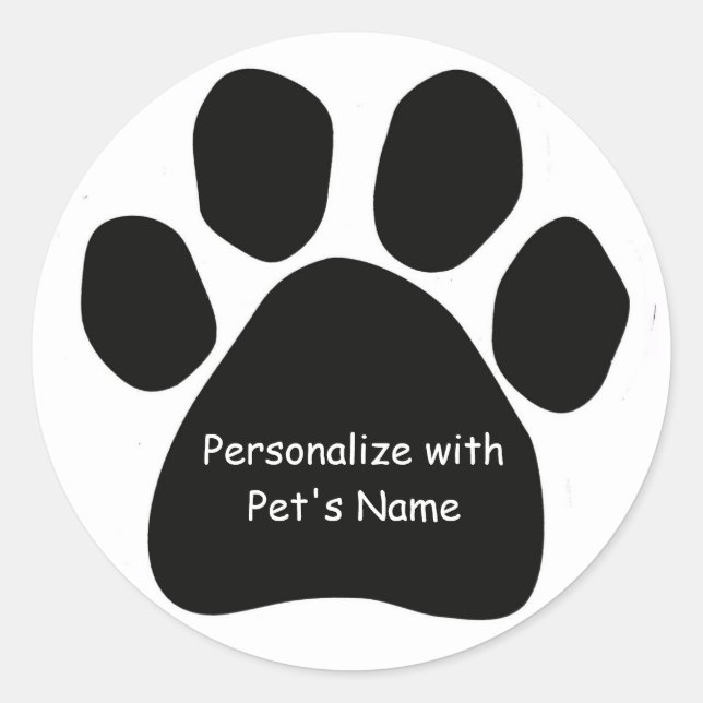 Paw Print Sticker You Can Personalise Pet's Name (Front)