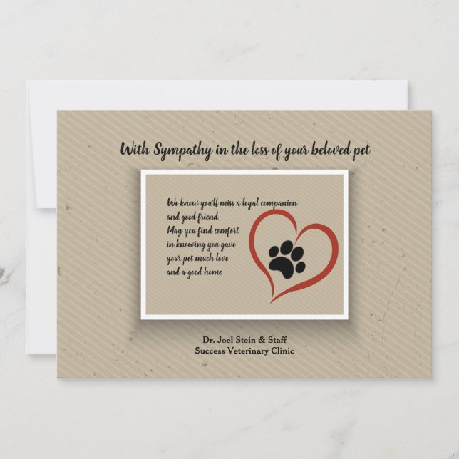 Paw Print Sympathy Card (Front)