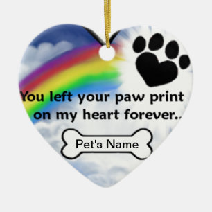 Paw Print Sympathy Poem Ceramic Tree Decoration