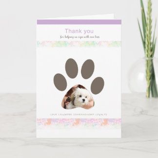 Paw Print thank you for caring pet loss Card