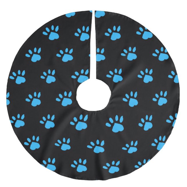 Paw Print Tree Skirt (Black & Blue) (Front)