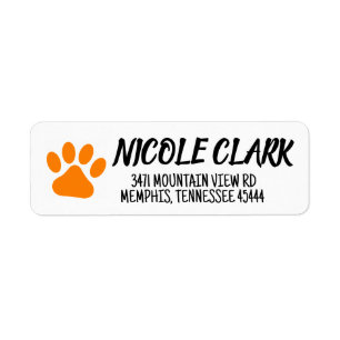 PAW PRINT TRENDY SCRIPT RETURN ADDRESS LABELS