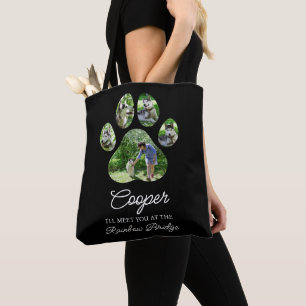Paw Print Tribute with Pet Name and Photos Tote Bag