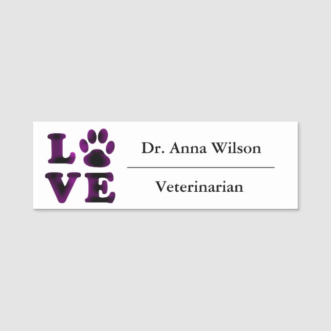 Paw Print Veterinarian Name Tag (Front)