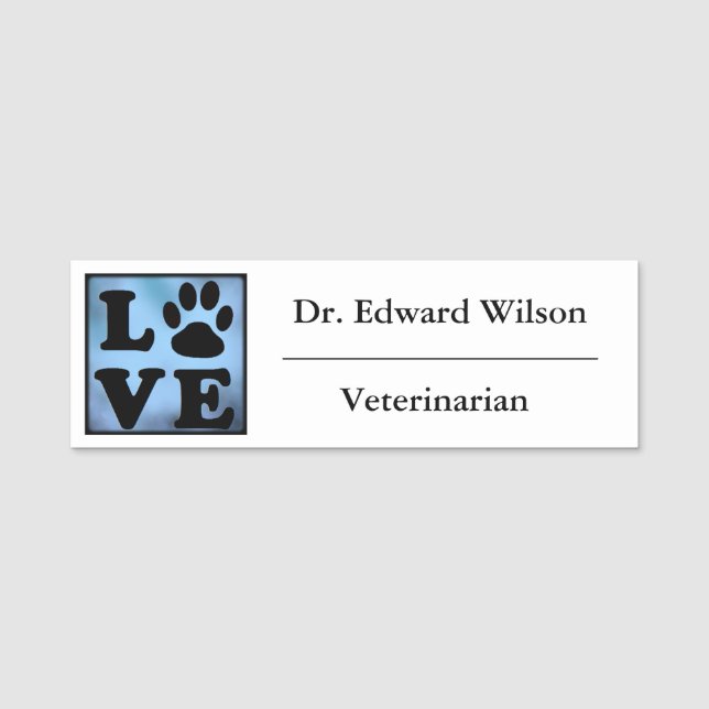 Paw Print Veterinarian Name Tag (Front)