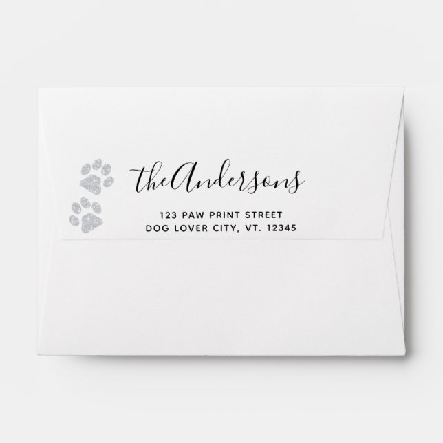 Paw Print Wedding Name Return Address Envelope (Back (Top Flap))
