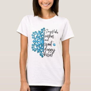 Paw Print Winter Snowflake Doggy Kisses T-Shirt