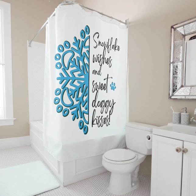 Paw Print Winter Snowflake  Shower Curtain (In Situ)