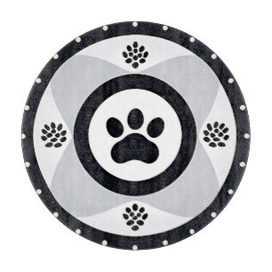 Paw Print With Decorative Elements Cutting Board