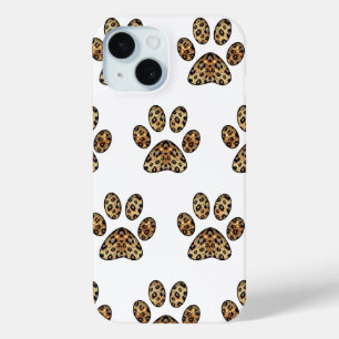 Paw Print with Gold & Black Leopard Sparkle  iPhone 15 Case