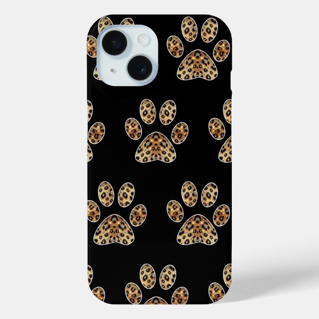 Paw Print with Gold & Black Leopard Sparkle  Case-Mate iPhone Case (Back)