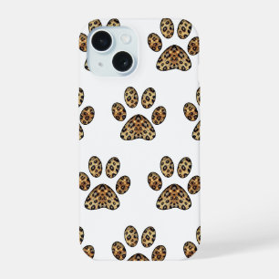 Paw Print with Gold & Black Leopard Sparkle  iPhone 15 Case