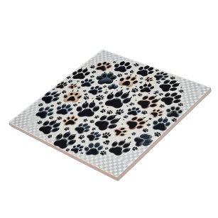 Paw print with thrilling different coloured canine tile