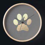 Paw Print Wood Framed Large Clock<br><div class="desc">Minimalist Paw Print Wood Framed Large Clock</div>