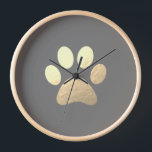 Paw Print Wood Framed Large Clock<br><div class="desc">Minimalist Paw Print Wood Framed Large Clock</div>