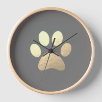 Paw Print Wood Framed Large Clock