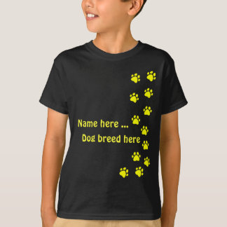 Paw print yellow - add your own name or dog breed T-Shirt