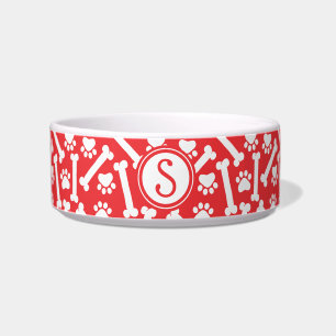 Paw Prints and Bones Christmas Dog Bowl
