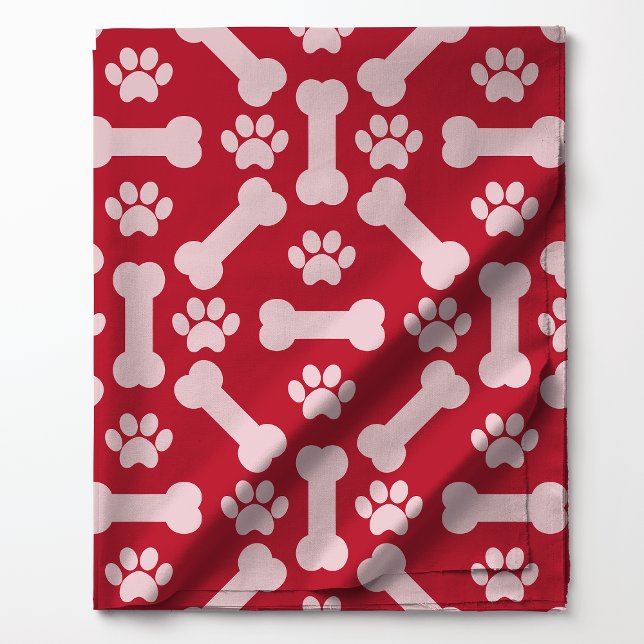 Paw Prints and Bones Red Fabric (Creator Uploaded)