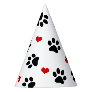 Paw Prints and Hearts Party Hat