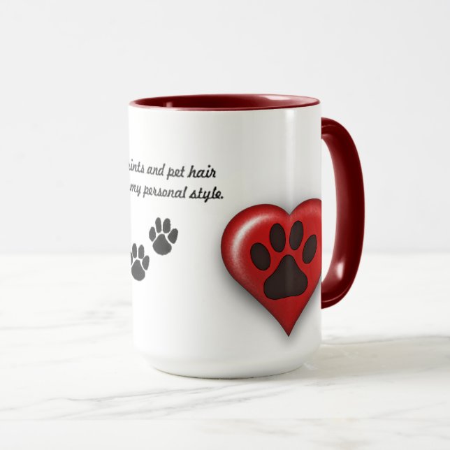 Paw Prints and Pet Hair Mug (Front Right)