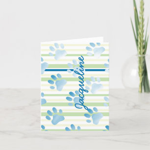 Paw Prints Blank Inside Personalised Note Card