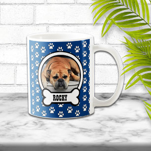 Paw Prints Blue Pet Photo Mug