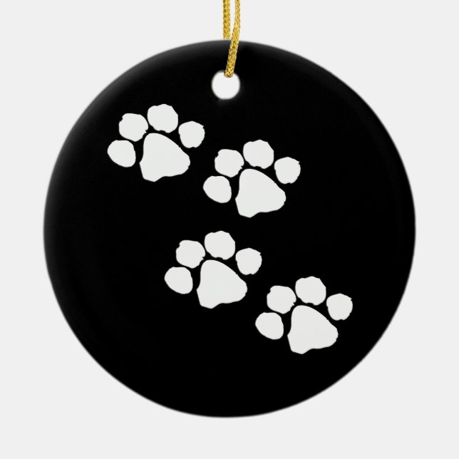 Paw Prints Ceramic Tree Decoration (Front)