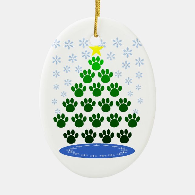 Paw Prints Christmas Tree Ornament (Front)